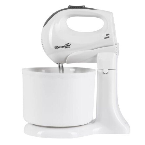 Mixer cu bol 2 in 1, Hausberg HB-3518, 5 trepte de viteza, functie turbo, Alb-Gri, design ergonomic,